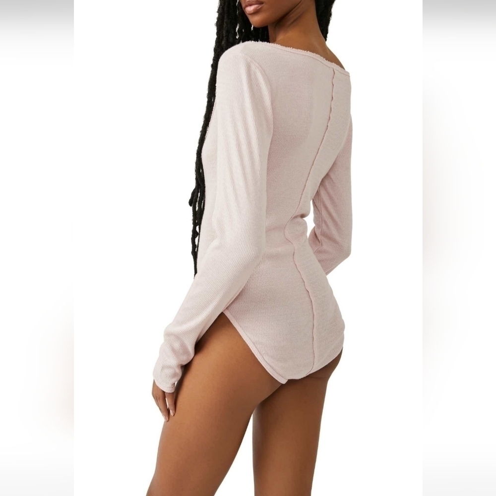 Free People Sloane Thermal Bodysuit in Peach Necture•XS - Picture 4 of 8